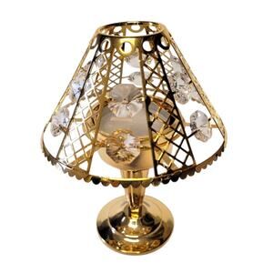 Millennium Lamp Figurine 24K Gold Plated Austrian Crystal USA Made *FLAW*